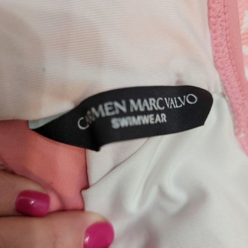 Carmen Marc Valvo 2 piece swimsuit size small pink‎ leopard print - Picture 3 of 3